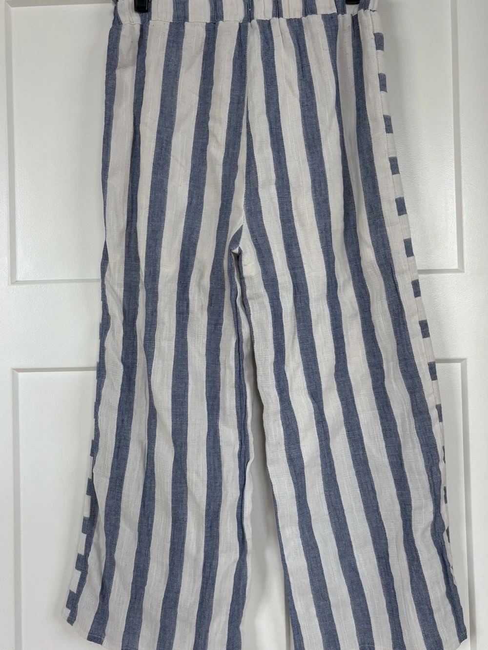 THML Women’s Blue and White Striped 100% Cotton Pants Size Medium